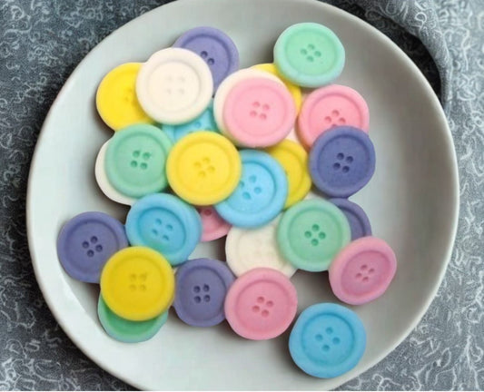 Pack 30 Round Coloured Buttons Edible Cupcake Cake Toppers