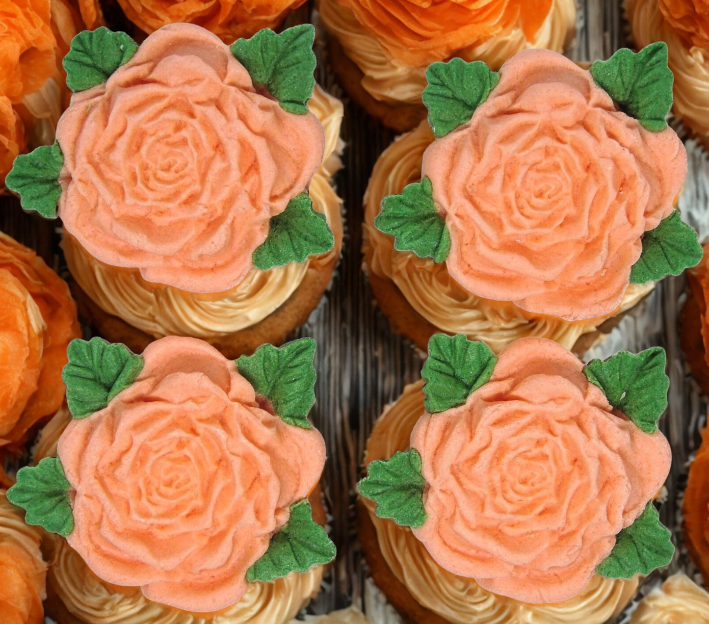 4 Rose Coloured Anniversary Birthday Edible Cake Decorations