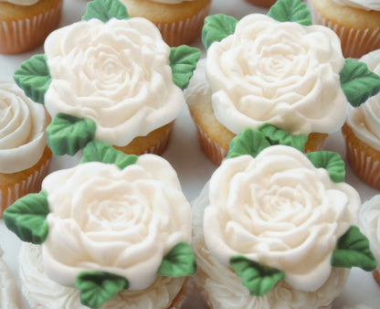 4 Rose Coloured Anniversary Birthday Edible Cake Decorations