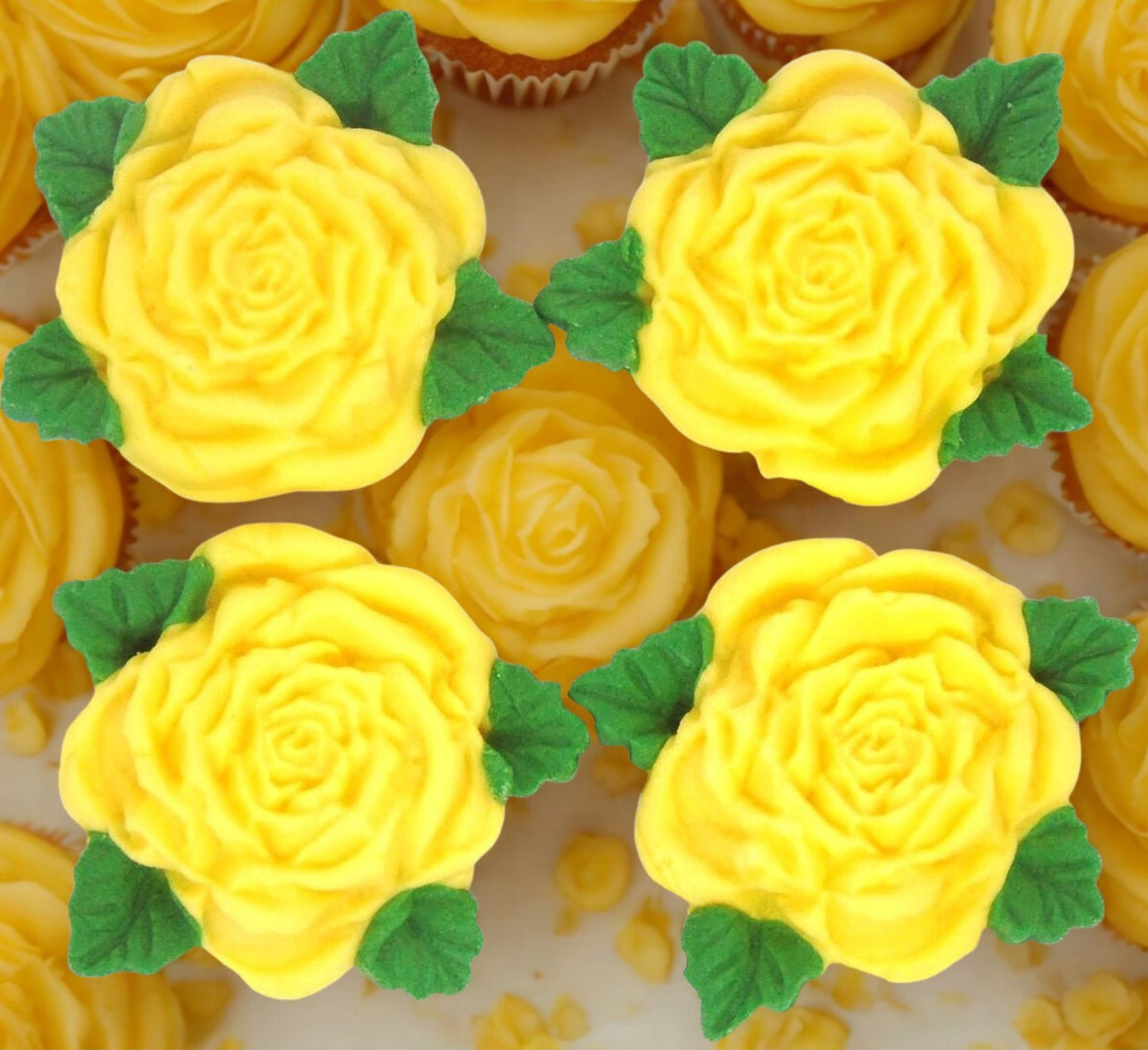 4 Rose Coloured Anniversary Birthday Edible Cake Decorations