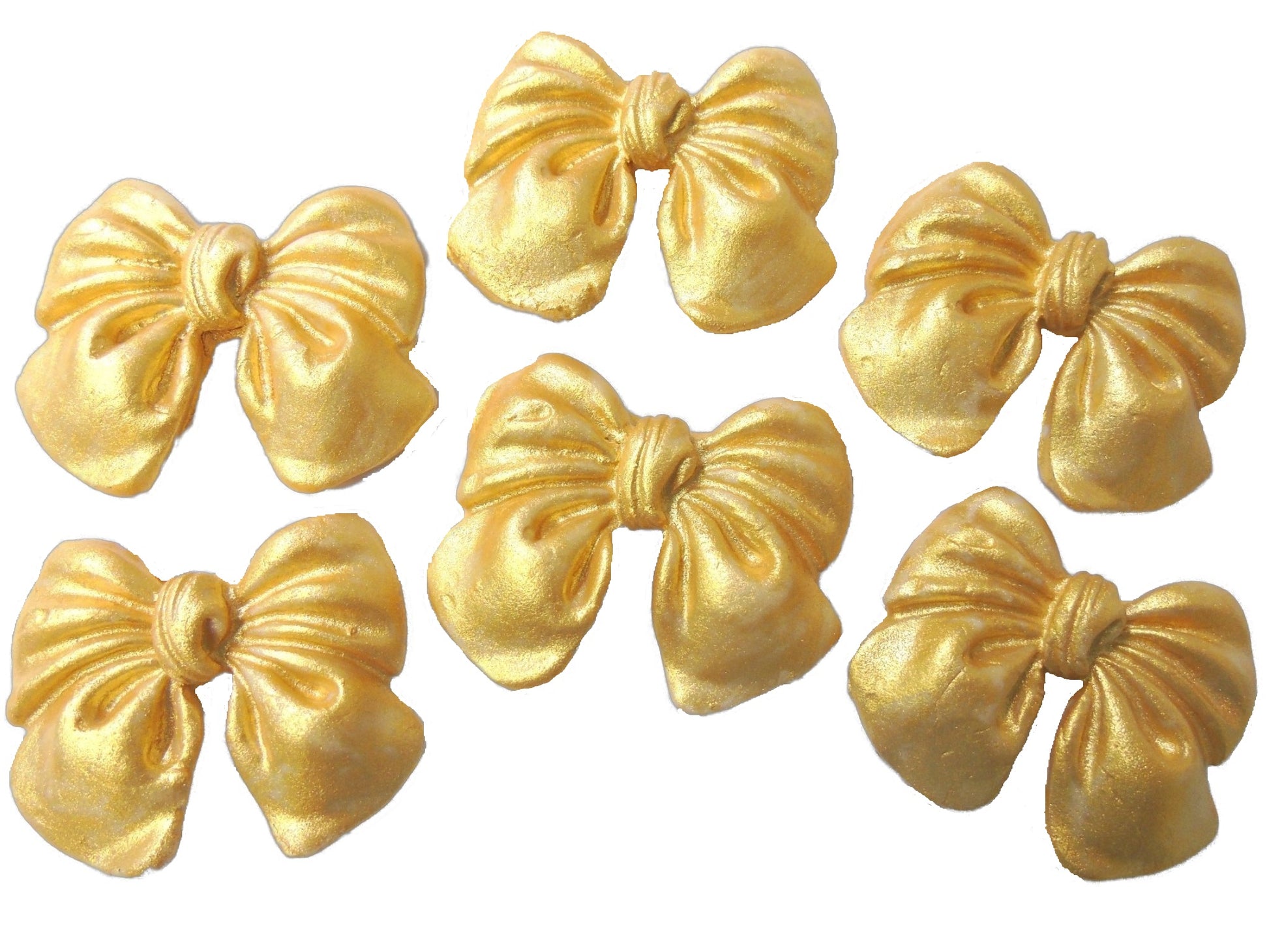 6 Gold Glittered edible large bows vegan dairy free & gluten free Bows