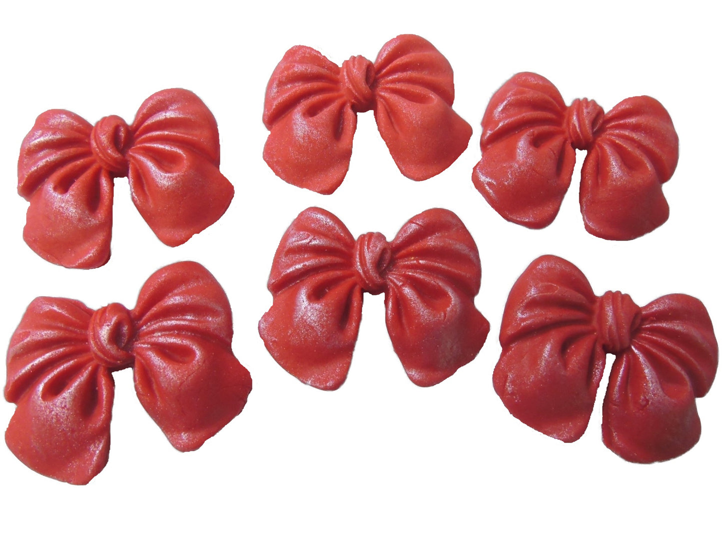 6 Red Glittered edible large bows vegan dairy free & gluten free Bows