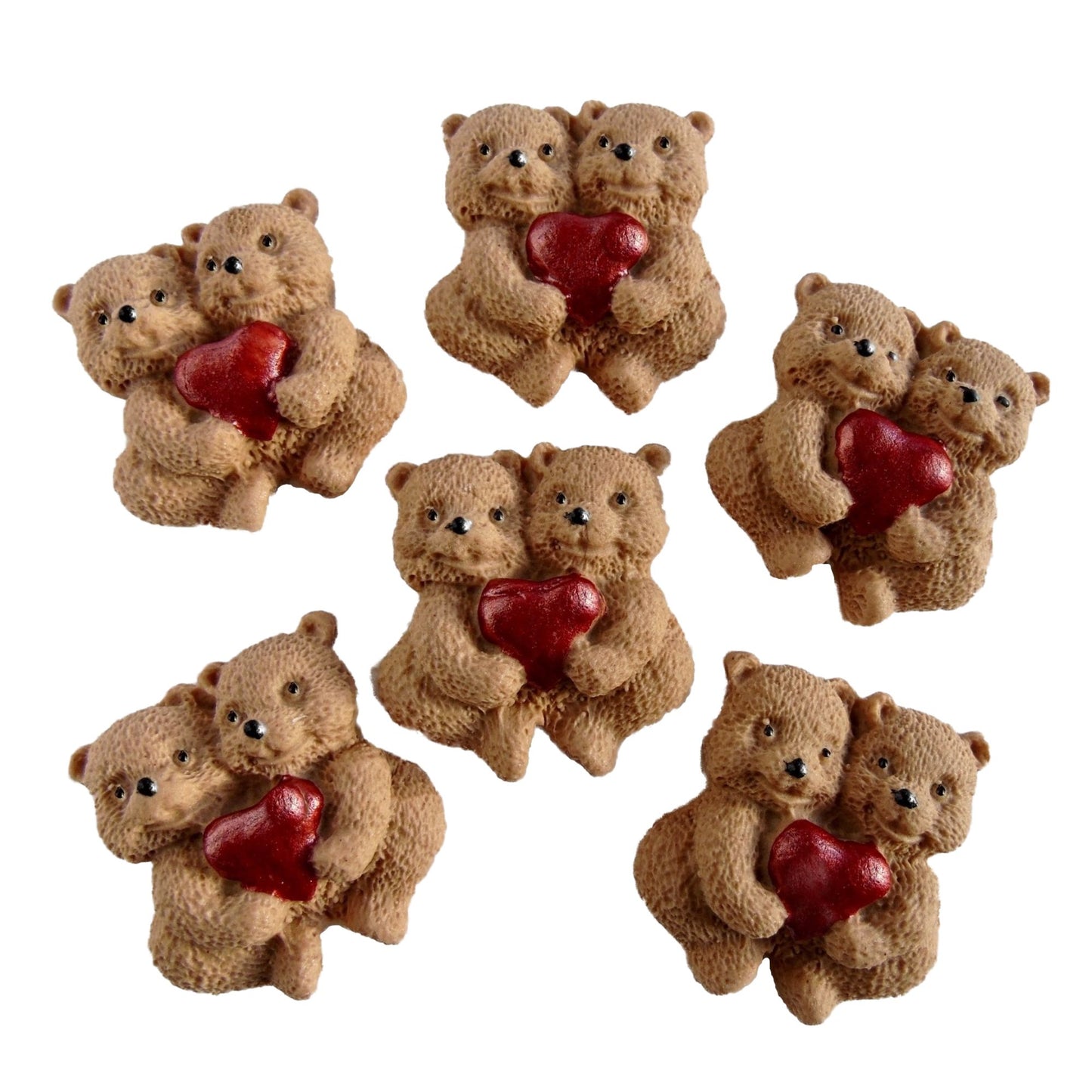 6 Valentine Edible Cupcake Toppers Twin Bears