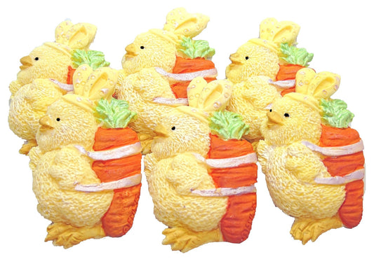 6 Baby Carrot Yellow Chicks Vegan Handmade Cake Cupcake Toppers