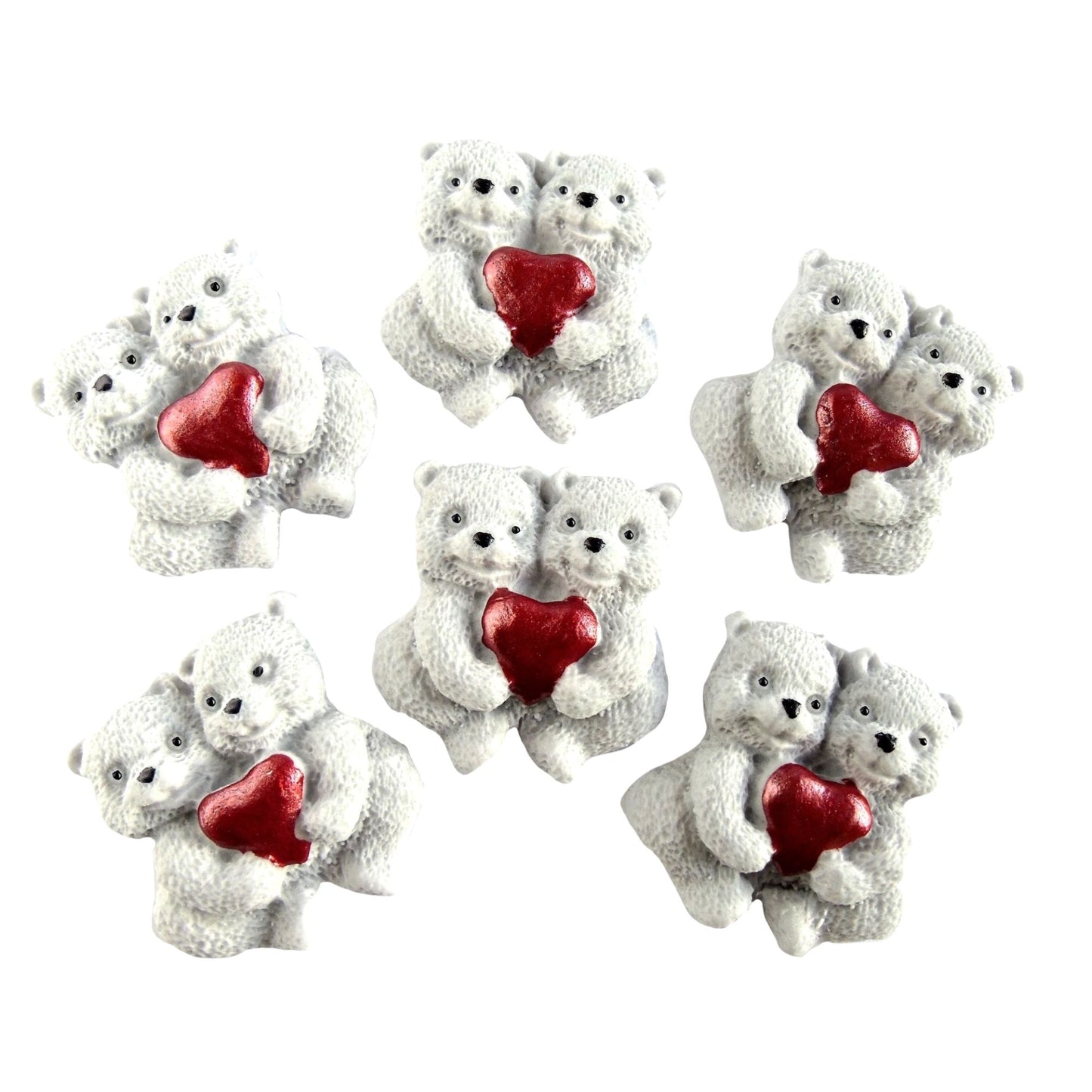 6 Valentine Edible Cupcake Toppers Twin Bears