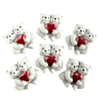 6 Valentine Edible Cupcake Toppers Twin Bears