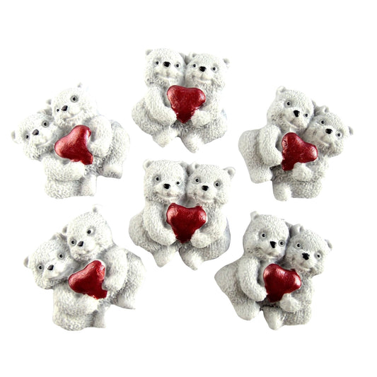 6 Valentine Edible Cupcake Toppers Twin Bears
