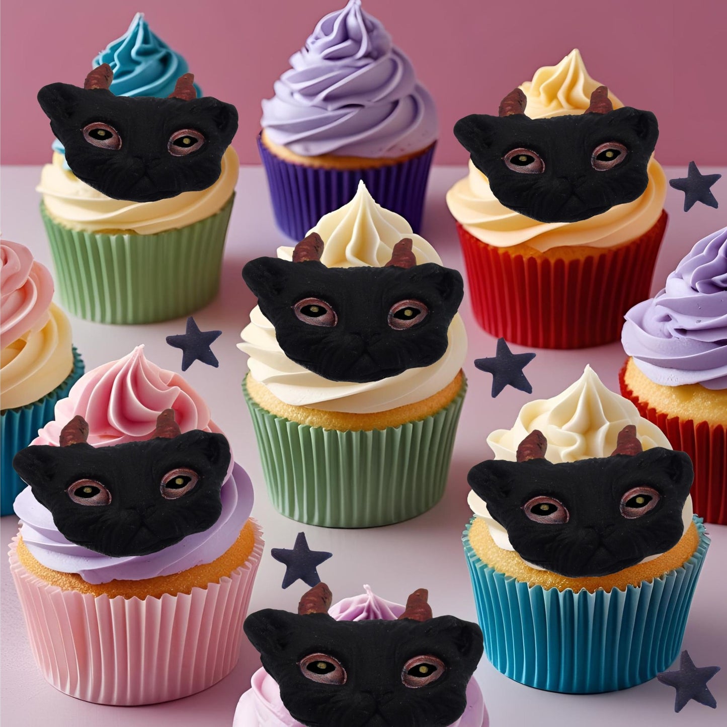Set Great Halloween Trick n Treat Vegan Edible cupcake Toppers