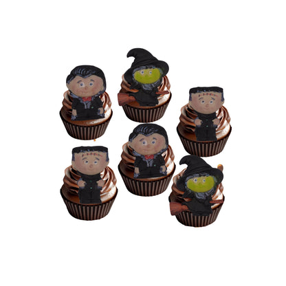 Mixed Set 6 handmade Halloween Edible Cupcake Topper Decorations