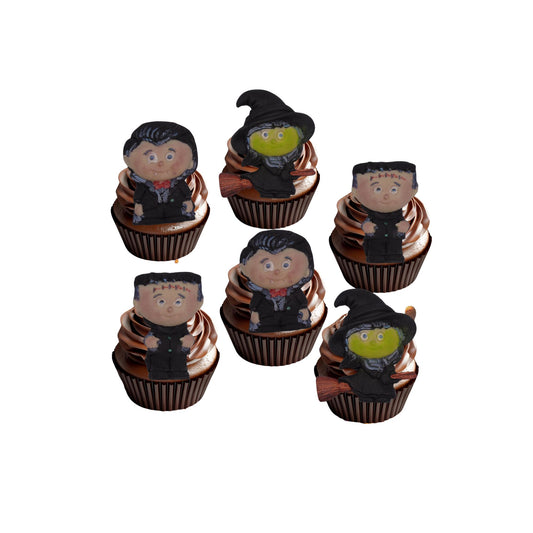 Mixed Set 6 handmade Halloween Edible Cupcake Topper Decorations