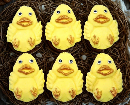 6 Cute Large Happy Chicks Baby Shower Edible Cupcake Toppers