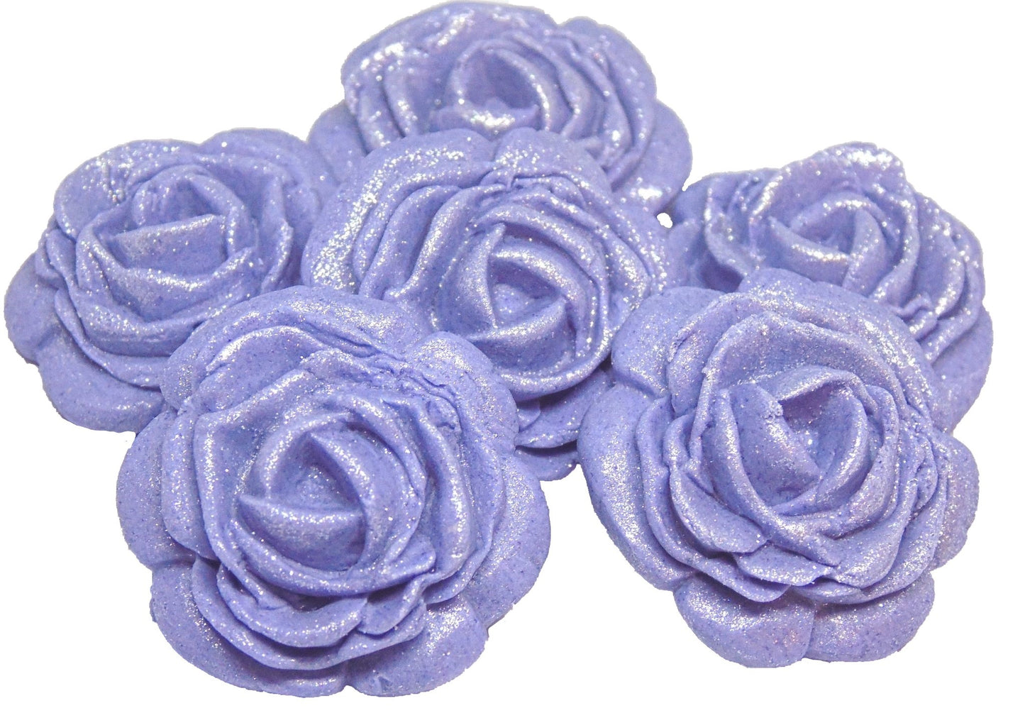 6 Glittered edible large roses Purple vegan dairy free & gluten free rose decorations