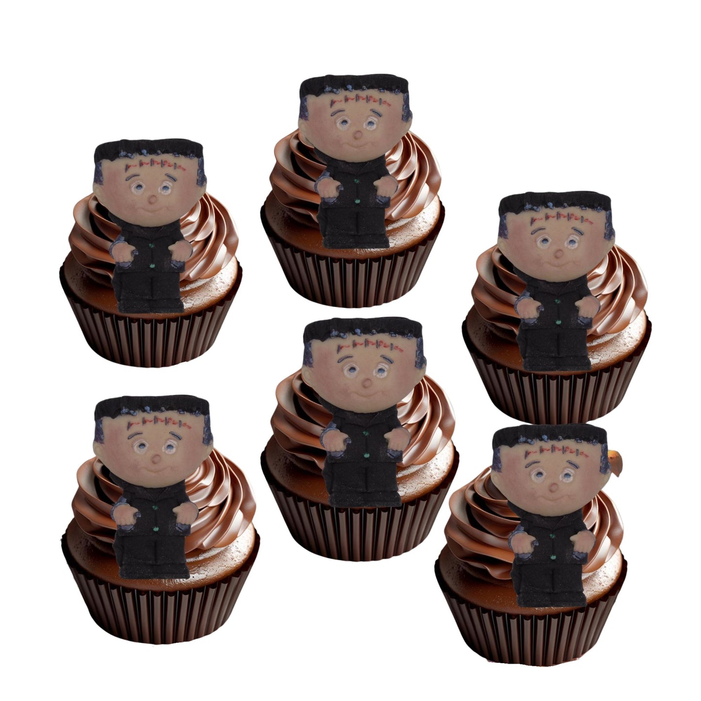 6 Monster Man Halloween Edible Cupcake Topper Decorations