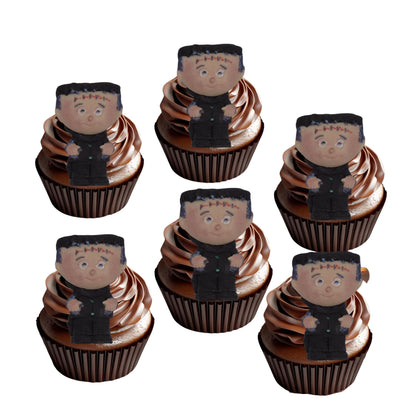 6 Monster Man Halloween Edible Cupcake Topper Decorations