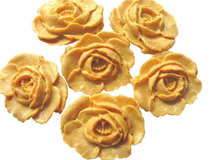 6 large Gold Glittered Roses Wedding Birthday Celebration Vegan Cupcake Cake Toppers