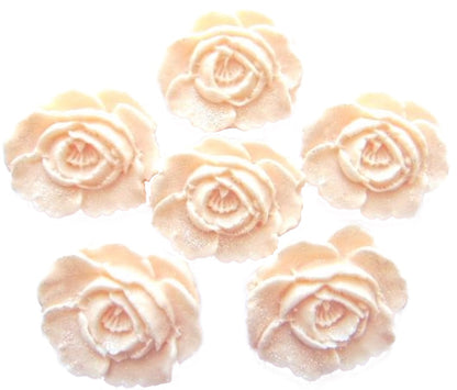 Set 6 Glittered Coloured Roses Edible Cupcake Decorations