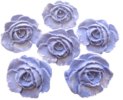 6 large Purple Glittered Roses Wedding Birthday Celebration Vegan Cupcake Cake Toppers