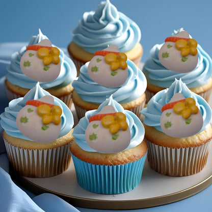 6 Chunky baby bottles on cupcakes