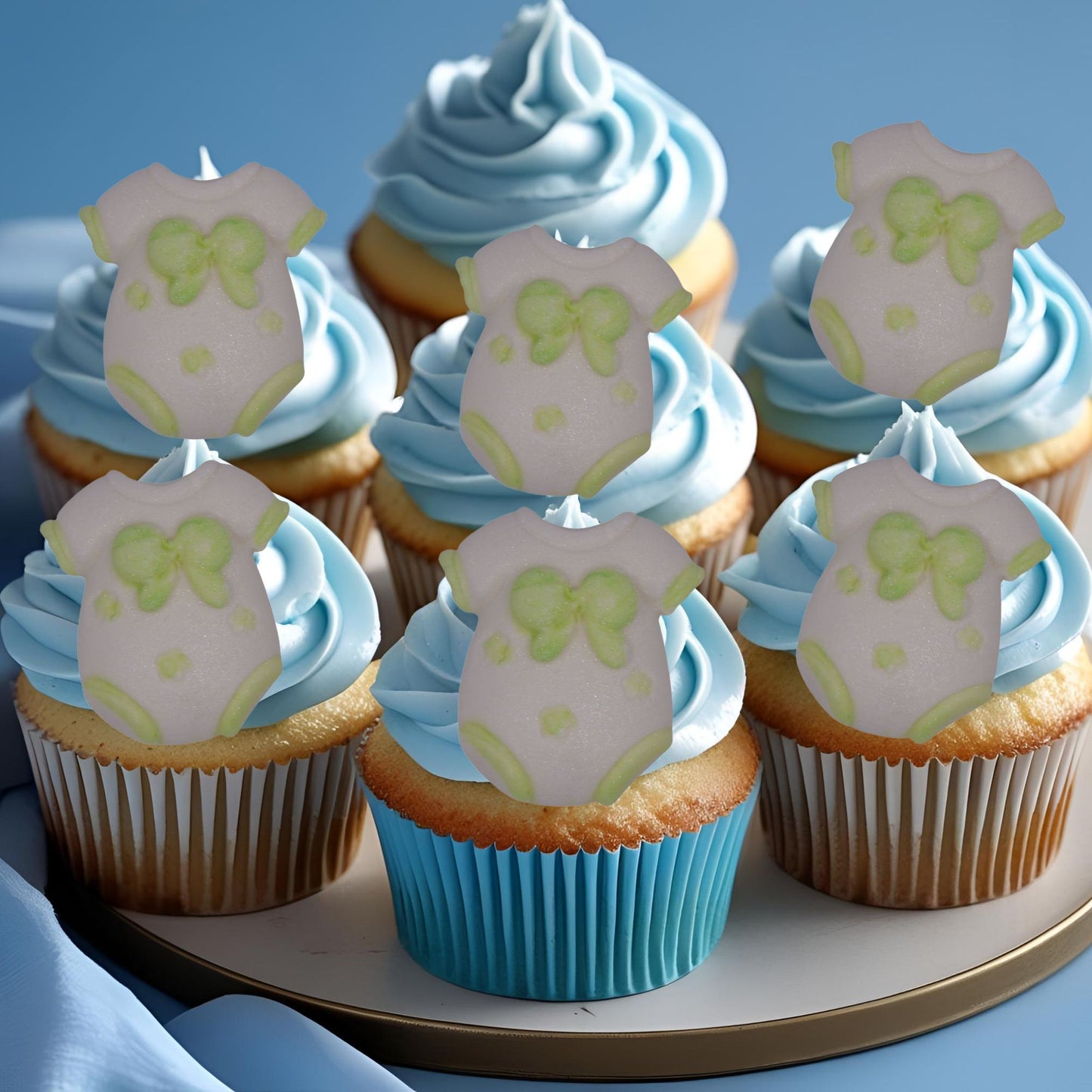 6 Chunky Baby Vests Baby Shower Edible Cupcake Toppers