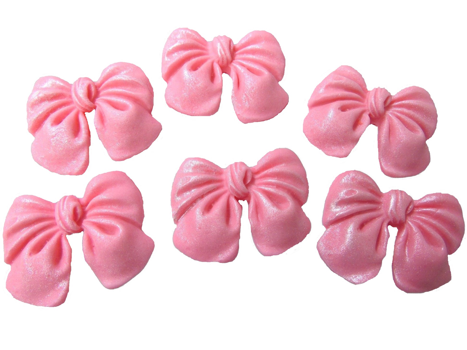 6 Pink Glittered edible large bows vegan dairy free & gluten free Bows