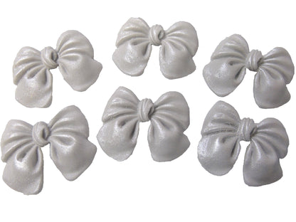 6 Silver Glittered edible large bows vegan dairy free & gluten free Bows