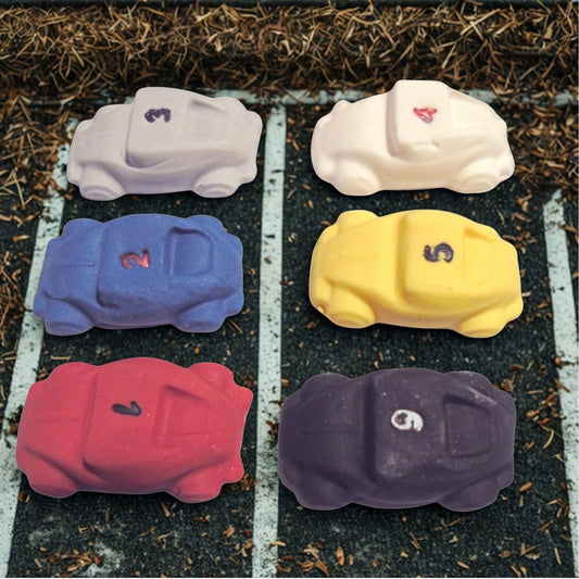 6 Mixed Coloured Racing Cars Edible Cake Cupcake Decorations