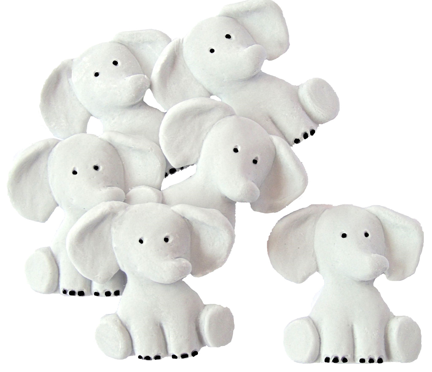 Grey Baby Shower Christening Vegan Cake Decorations 6 Baby Elephants