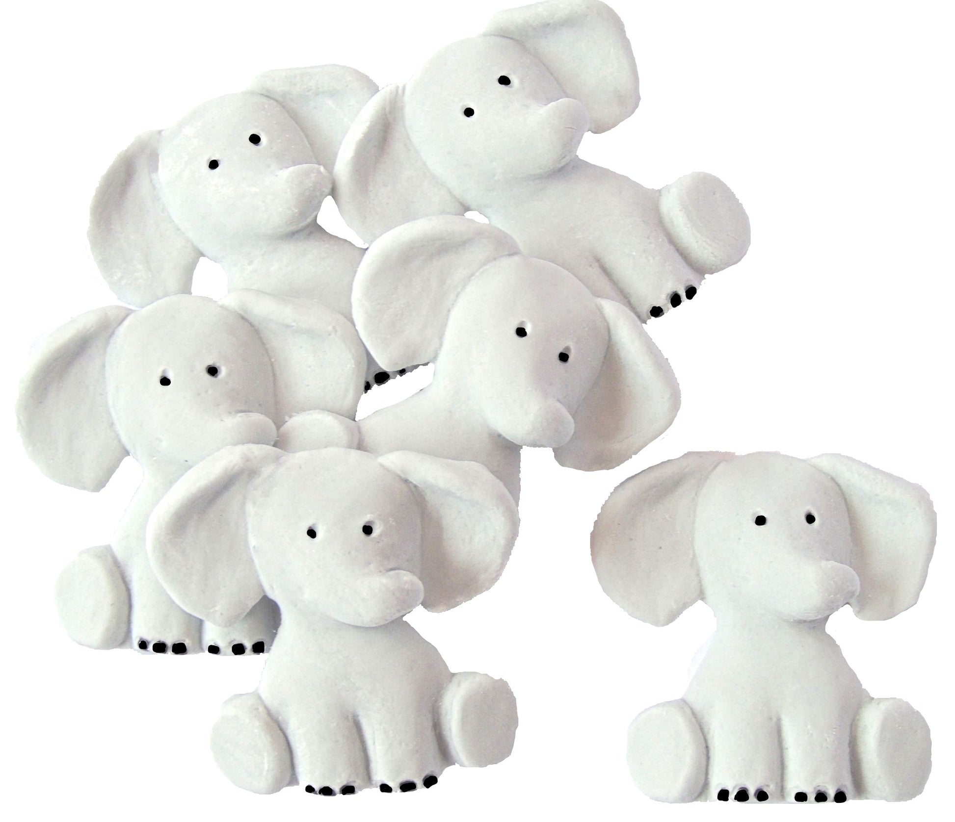 Grey Baby Shower Christening Vegan Cake Decorations 6 Baby Elephants