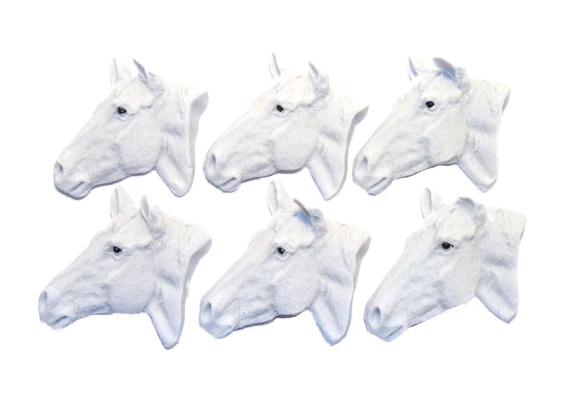 Grey coloured Horse Heads Vegan Birthday Cupcake Toppers Cake Decorations