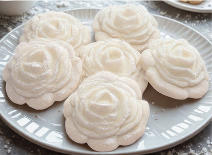 6 Large Glittered Coloured Roses Wedding Edible Cake Toppers
