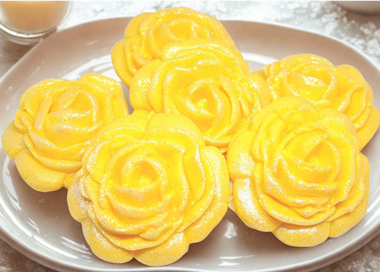 6 Large Glittered Coloured Roses Wedding Edible Cake Toppers
