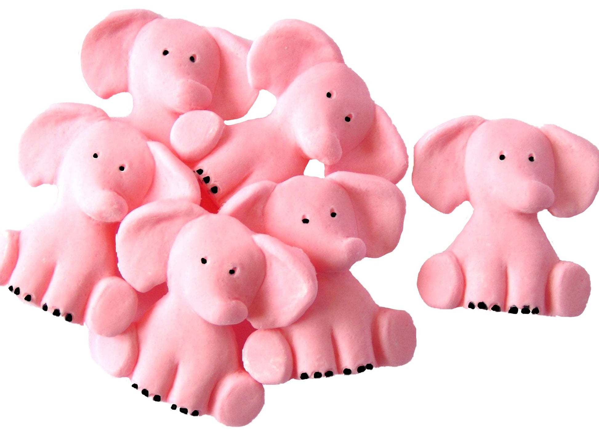 Pink Baby Shower Christening Vegan Cake Decorations 6 Baby Elephants