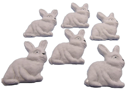 6 Edible Grey Rabbits ideal Baby Shower and Easter Cupcake Toppers