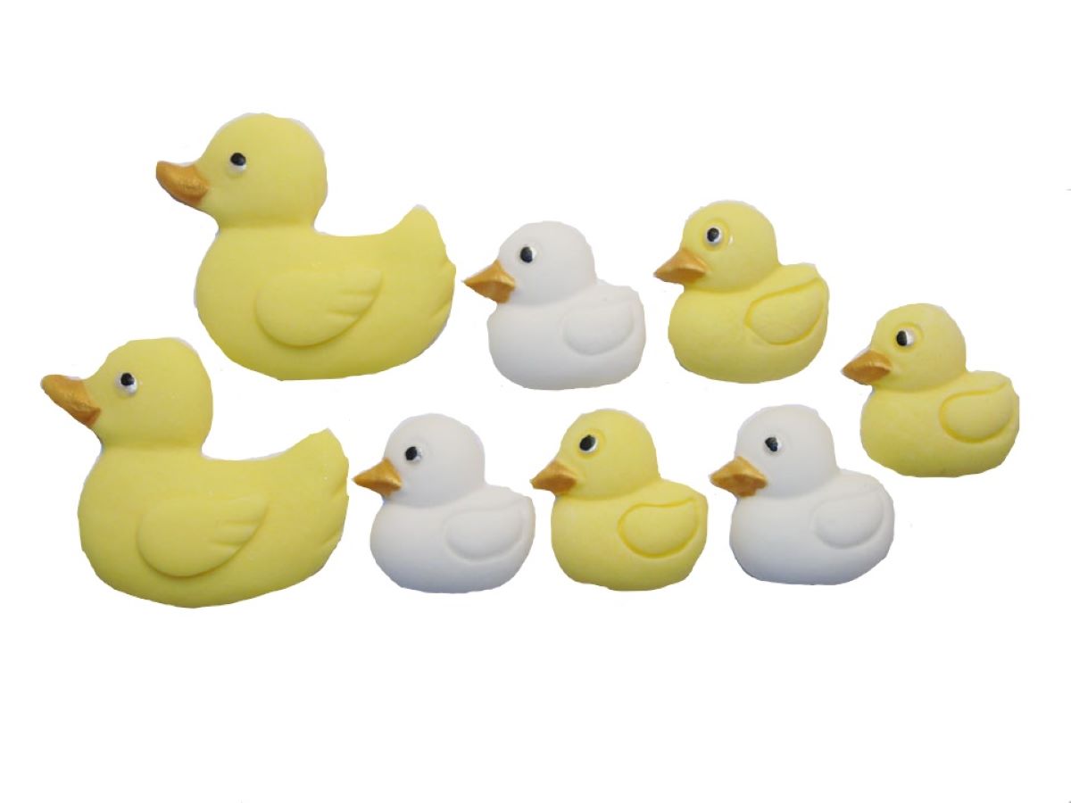 set yellow large and yellow & White small Ducks Baby shower Vegan Cupcake Cake Decorations