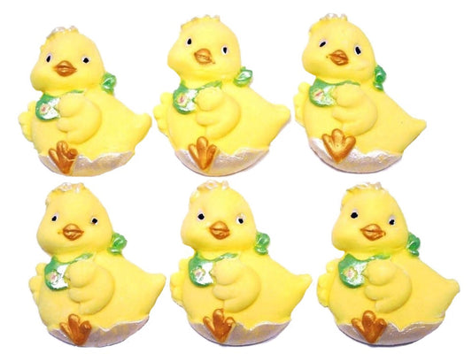 6 Cute Little Chicks Bib Baby Shower Vegan Cupcake Toppers