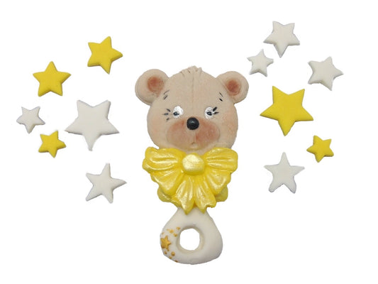 Lovely Edible Bear Rattle Vegan Cake Topper Decoration