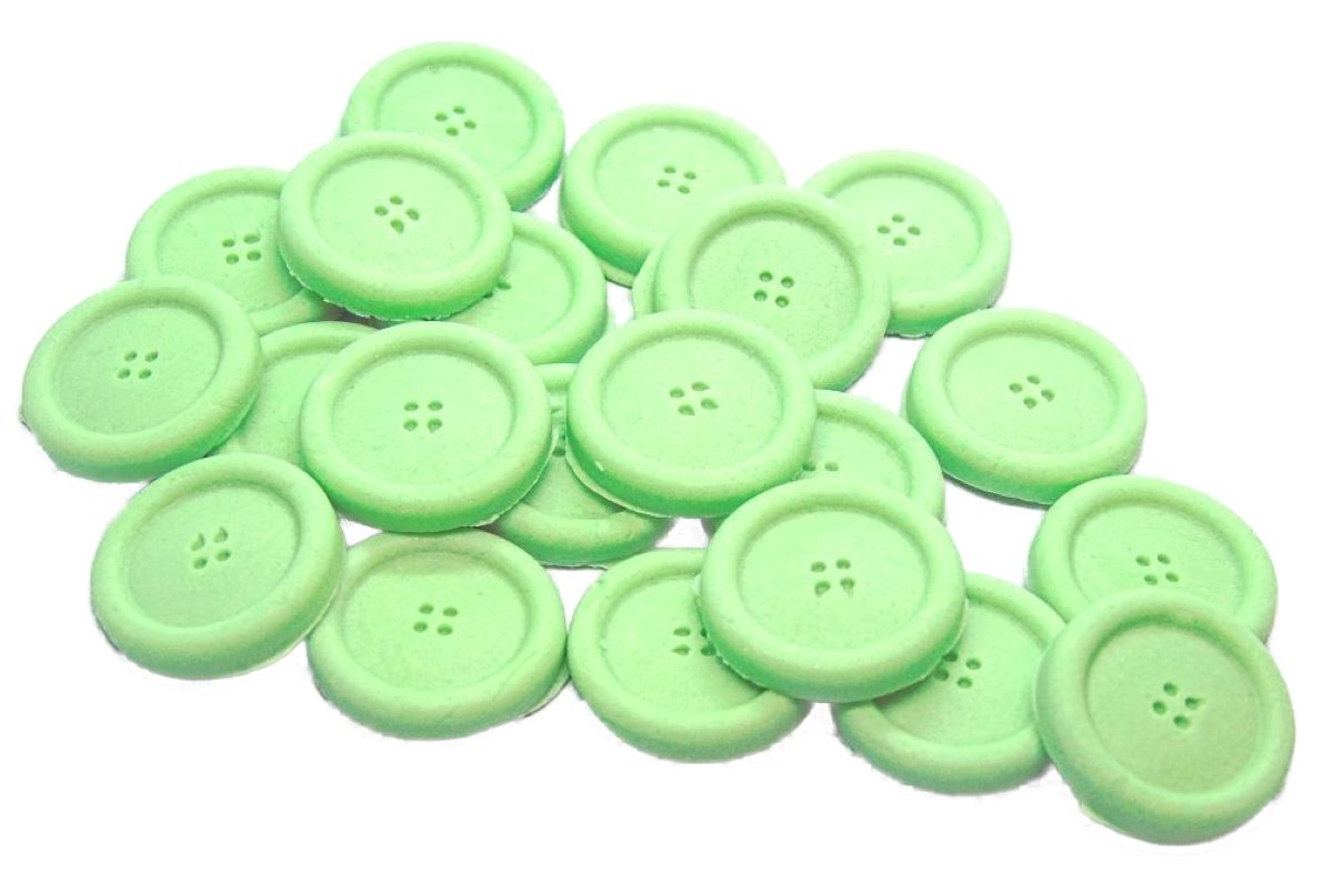 Pack 18 Green Round Vegan Buttons Cupcake Toppers Cake Decorations