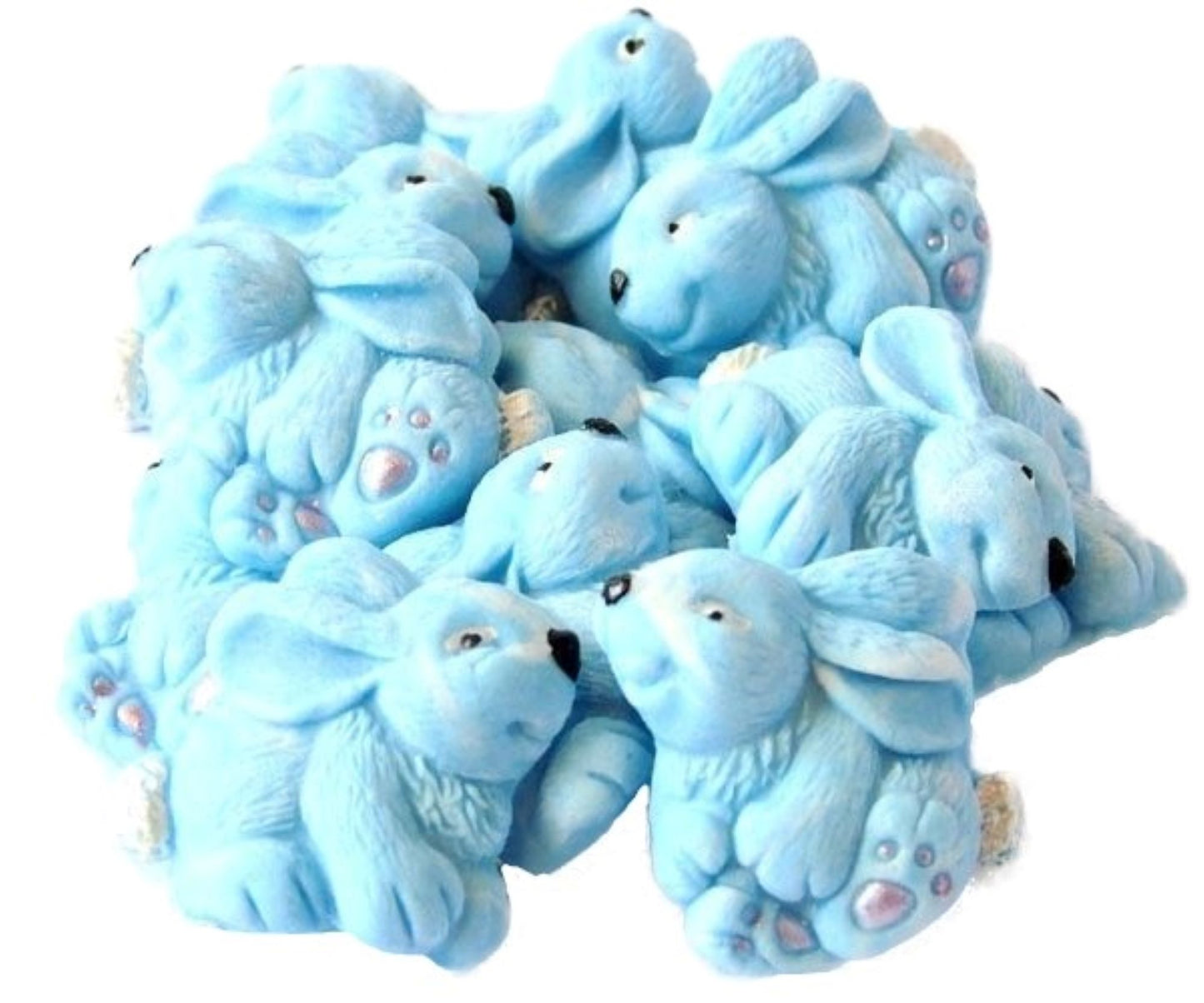 12 Edible Blue  Rabbits Baby Shower Vegan, Dairy & Gluten Free Edible cupcake toppers