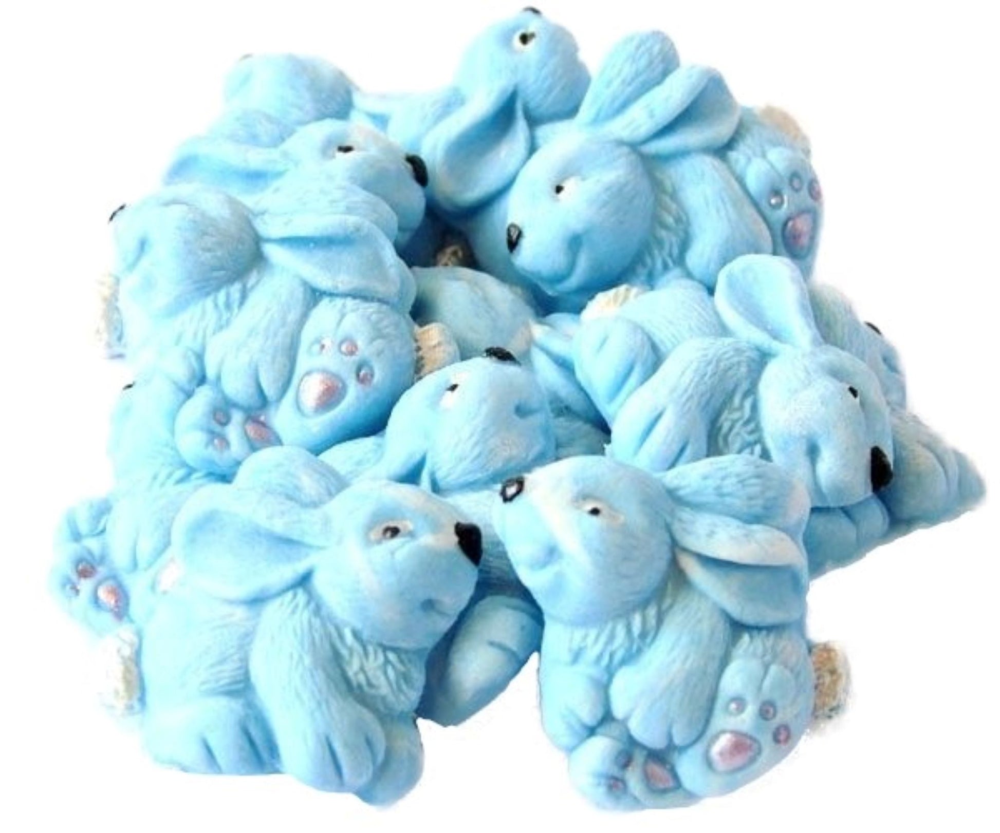 12 Edible Blue  Rabbits Baby Shower Vegan, Dairy & Gluten Free Edible cupcake toppers