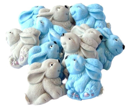 12 Edible Blue & Grey  Rabbits Baby Shower Vegan, Dairy & Gluten Free Edible cupcake toppers