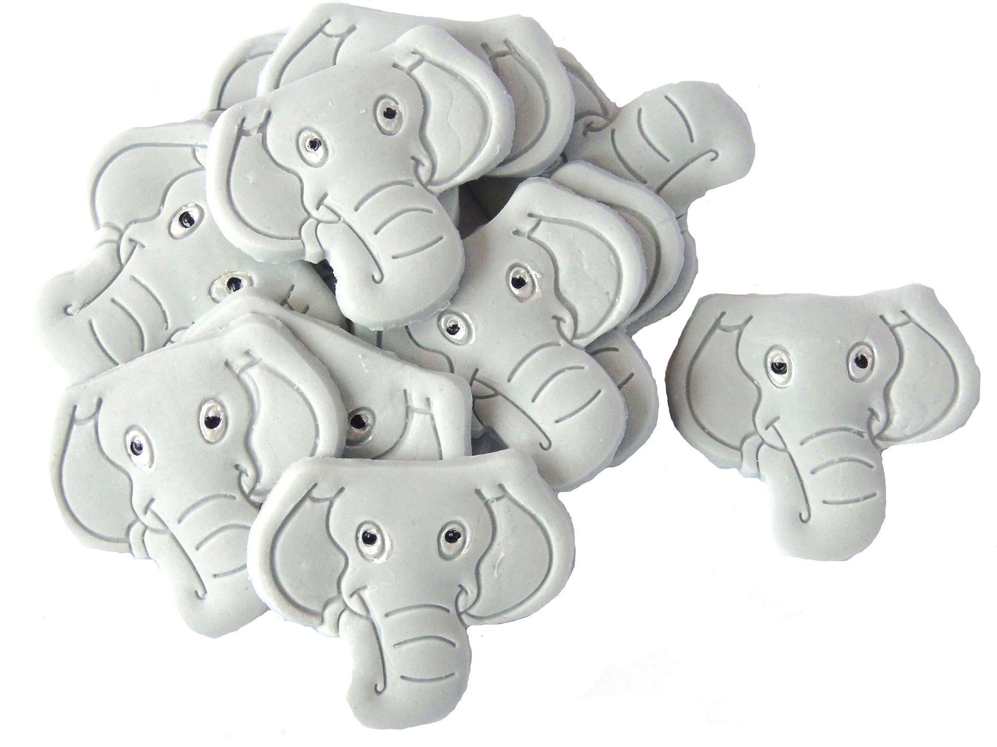 12  Grey Elephants faces Vegan great for Birthday Baby Shower Cupcake Toppers