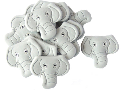 12  Grey Elephants faces Vegan great for Birthday Baby Shower Cupcake Toppers