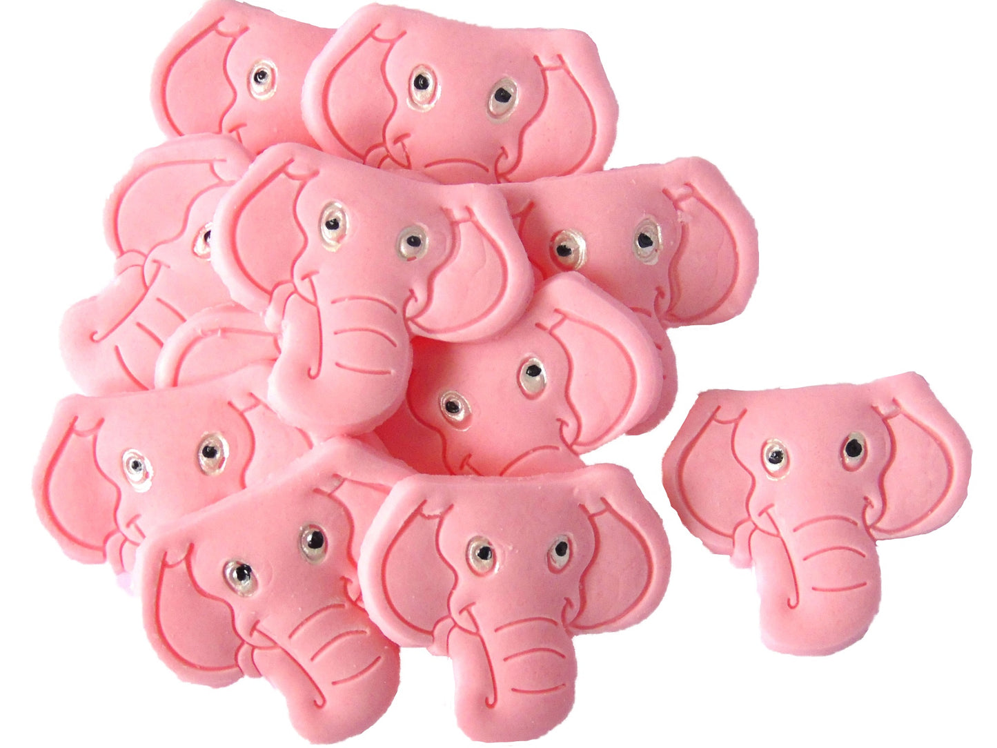 12  popular Pink Elephants faces Vegan Birthday Baby Shower Cupcake Toppers
