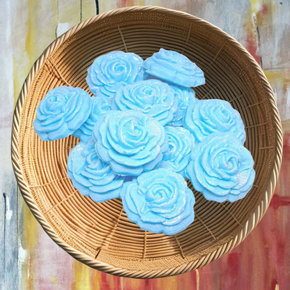 12 Medium Glittered Coloured Roses Cake Decorations