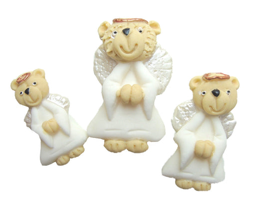 Set of Edible Christmas Angel Teddys Vegan Cake Decorations