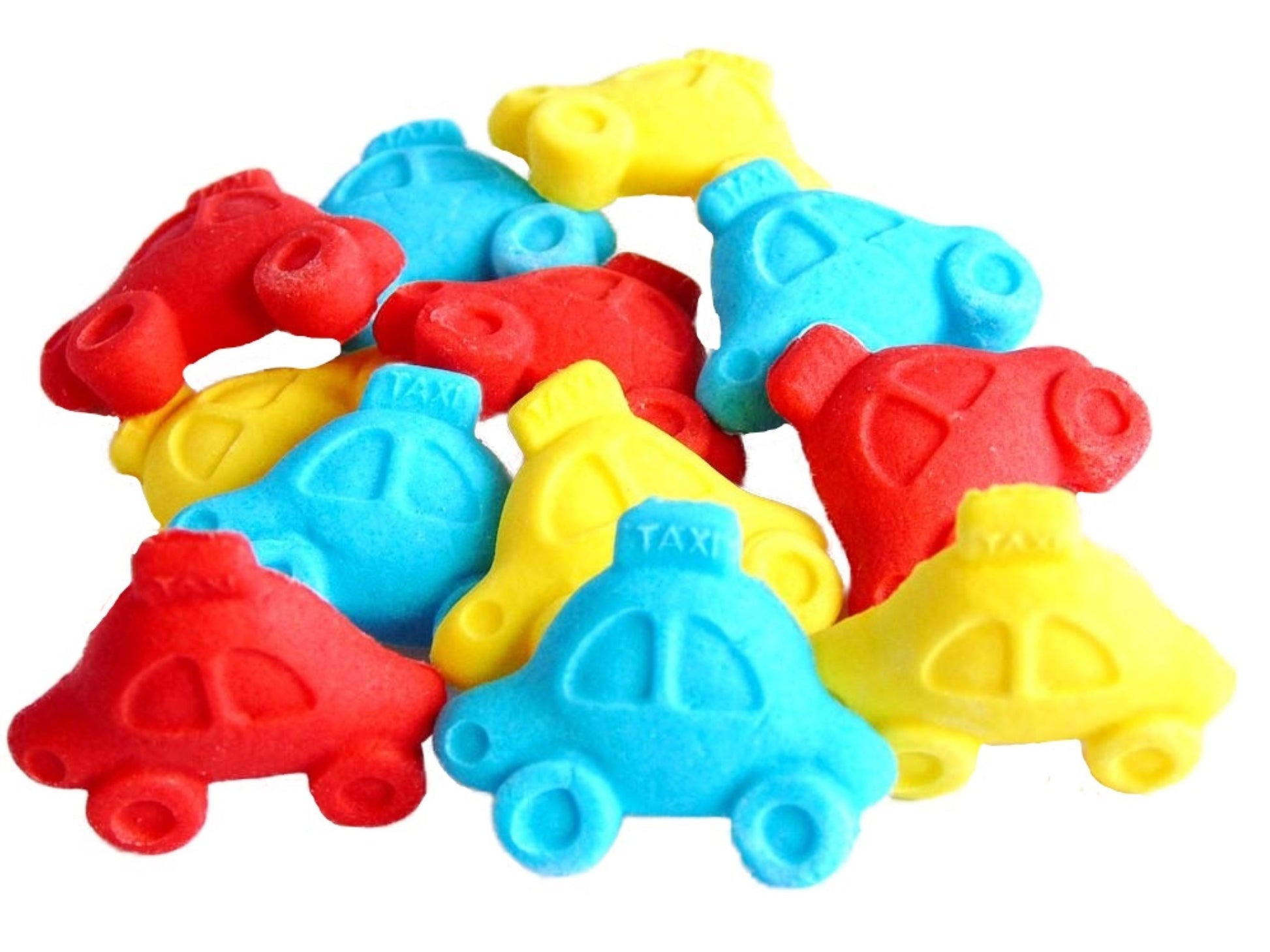 12 Mixed coloured car edible birthday cupcake toppers