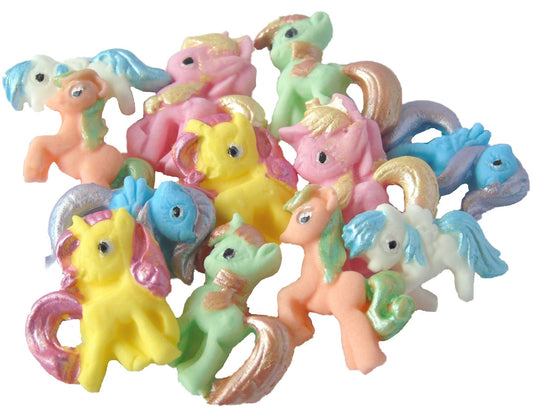 Small Coloured Painted Ponies Birthday Celebration Vegan Cupcake Toppers