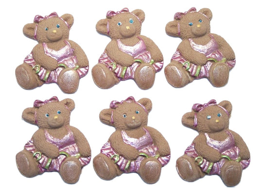 Cute Baby Girl Teddies Vegan  Birthday Cupcake Toppers