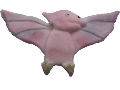 Pink Bat shaped dinosaur on white background