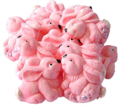 12 Edible Pink Rabbits Baby Shower Vegan, Dairy & Gluten Free Edible cupcake toppers